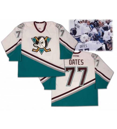 Custom 2003 Anaheim Mighty Ducks 77 Adam Oates Hockey Jersey White